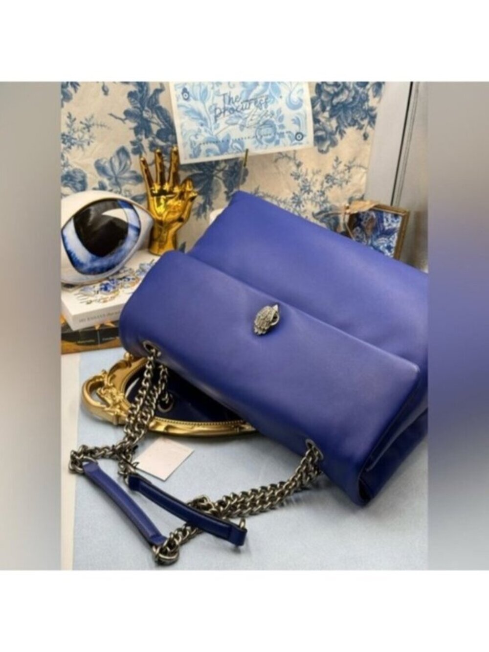 🆕 KURT GEIGER LONDON 🧿 NWT XXL Kew Leather Bag, Deep Blue - Picture 9 of 16